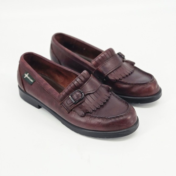 Eastland Shoes - Eastland Vintage 90s Brown Leather Kiltie Fringe Buckle Penny Loafers Shoes 7M